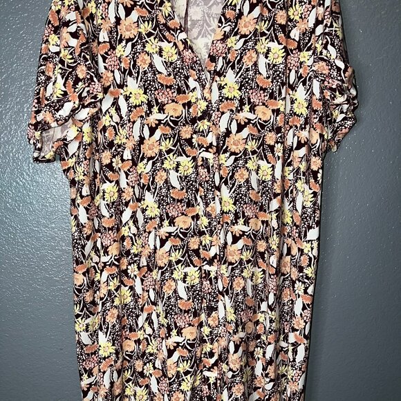 Ava & Viv Womens Floral Midi Dress Size 3X Babydoll Resortwear Travel - Picture 5 of 8